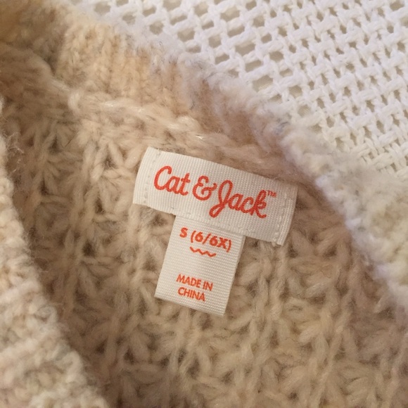 Cat & Jack knitted striped girls sweater 6 cream brown orange 🤎🧡🩷🤎🧡🩷🤎🧡🩷 - Picture 2 of 4